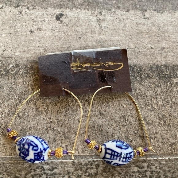 Chinese Porcelain Blue White  Niobium  Coils GF Gold Filled Wire Hand-painted - Picture 2 of 5